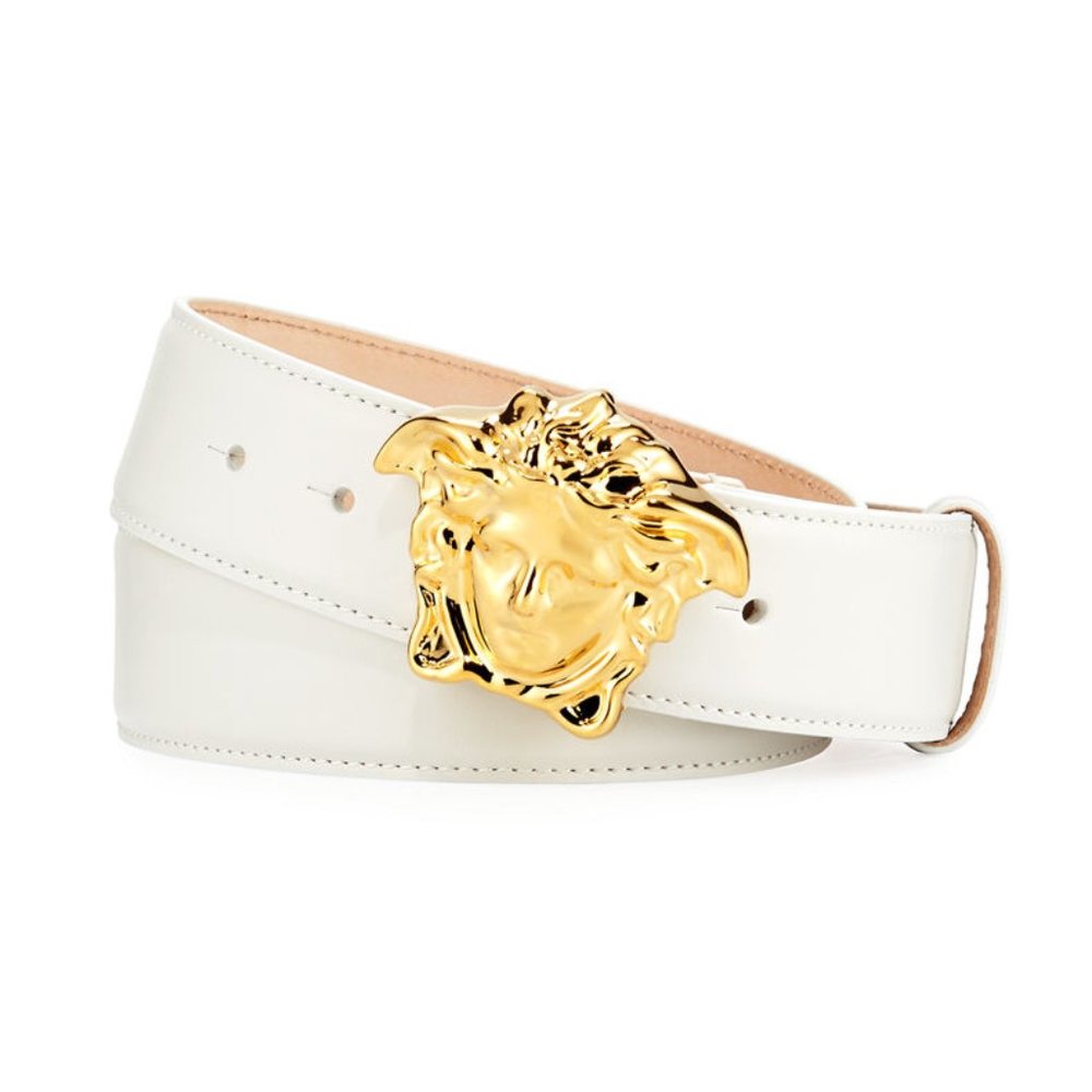 white versace belt